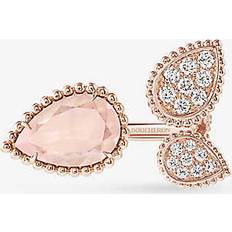 Wood Rings Boucheron Womens Rose Gold Serpent Boheme 18ct Rose-gold, 0.49ct Brilliant-cut Diamond and 1.35ct Pink Quartz Ring