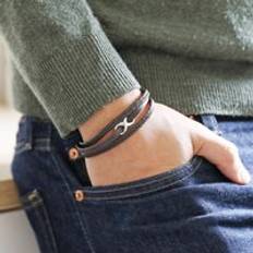 Lisa Angel Men's Brown Leather Stainless Steel Infinity Bracelet brown/silver one