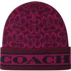 Coach Women Beanies Coach Women's Signature Logo Beanie, DEEP Berry