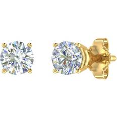 Gold - Unisex Earrings Finerock 3/4 Carat 4-Prong Set Diamond Unisex Stud Earrings in 14K Yellow Gold