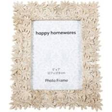 Happy Homewares Contemporary Floral Sunflower 5X7 In Rustic Cream Photo Frame