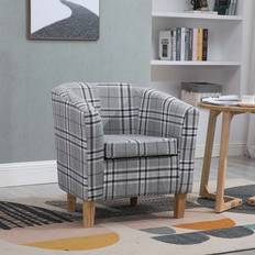 Westwood Grey Check Linen Tub Armchair