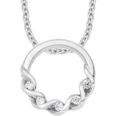 Beaverbrooks Silver Cubic Zirconia Circle Twist Pendant