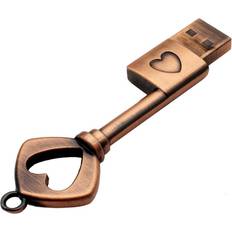 Memory Cards & USB Flash Drives ChaoChuang Pen Drive Metal Copper love Heart Key USB Flash Drive memory stick Key Genuine pendrive 32gb Thumb drive