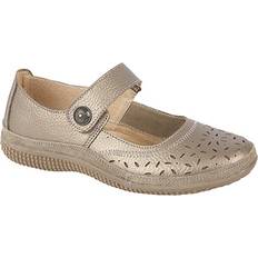 Bronze Trainers Boulevard Womens/Ladies Wide Fitting Touch Fastening Perforated Bar Shoes 5 UK Bronze