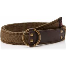 Cotton - Women Belts Hackett Mens London Washed Leather Canvas Belt Olive