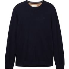 Tom Tailor Herre Sweatere Tom Tailor Basic Crewneck Knit Pullover - Navy