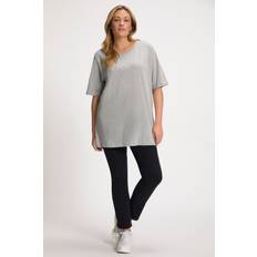 Lang T-skjorter Ulla Popken Women's Basic-Shirt, Rundhals t, Hellgrau Mélange, 16-18