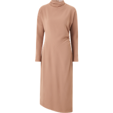 Calvin Klein Rosa Klänningar Calvin Klein Maxiklänning High Neck LS Maxi Dress - Beige