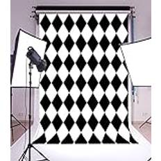 Photo Backgrounds Laeacco Hintergrund mit Rautenmuster, Schwarz und Weiß NCJ01466AA, 6x8FT