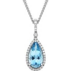 White Gold Necklaces C W Sellors 18ct White Gold Aquamarine Diamond Pear Cut Halo Necklace