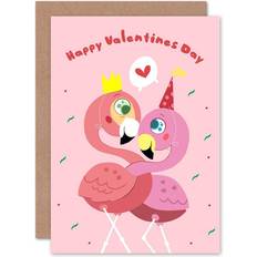 Valentines Day Party Supplies ARTERY8 Wee Blue Coo Kawaii Flamingo Valentines Day Greeting Card