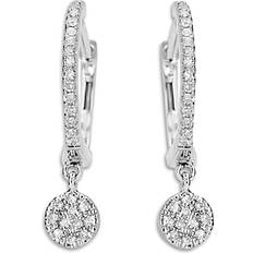 Or Blanc Boucles d'oreilles Meira T 14K White Gold Diamond Dangle Hoop Earrings