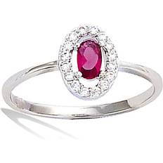 Matt Ringer Les Tresors De Lily Silver ring 'Sissi' silver white ruby rhodium 9x7 mm Red