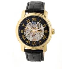 Reign Kahn Automatic Skeleton Leather-Band Gold One Size