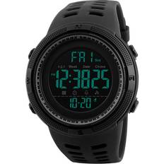 Herr stor display digital hartsrem stoppur larm DG1251, Svart, armband