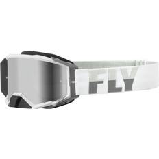 Vita Motorcykelglasögon Fly Racing Zone Pro, Crossbrille verspiegelt Weiß/Grau Silber-Verspiegelt