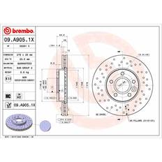 Sistemas de Frenos Brembo 09.A905.1X Disco De Freno Ford Focus 3, C-Max 2