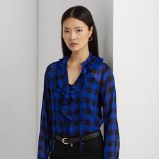 Blouses Polo Ralph Lauren Petite Buffalo-Check Tie-Neck Blouse Blue/Black Blue/Black