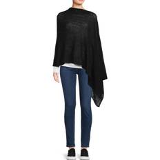 Portolano Women's Asymmetric Wool Poncho Black