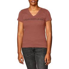 Calvin Klein T-shirts Calvin Klein Women's Short Sleeve Cropped Logo T-Shirt, Cinnamon Spic