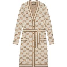 Gucci Women Cardigans Gucci GG wool long cardigan BEIGE