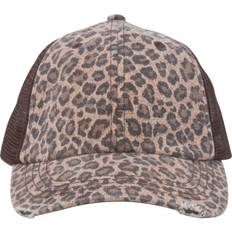 Leopard Caps Low Profile Canvas Leopard Printed Mesh Cap Brown