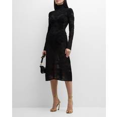 Balmain Midi Dresses Balmain Turtleneck See Through Sheath Dress - 44