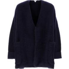 Stretch Cardigans Bottega Veneta Navy Blue Stretch Wool Blend Cardigan Blue