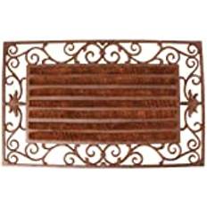 Doormat Coco Roll Brush With Cast Iron Boarder Brown Medium