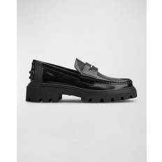 Tod's Low Shoes Tod's Calfskin Lug-Sole Penny Loafers BLACK 12B