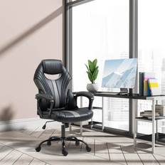 Black Grey PU Leather Racing Gaming Chair