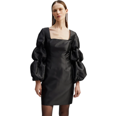Puff Sleeve Mini Dress - Black