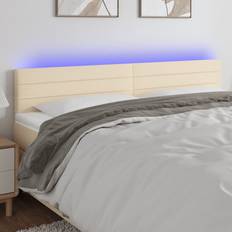 Beige Letti e Materassi vidaXL Testiera A LED Crema 160x5x78/88 cm In Tessuto