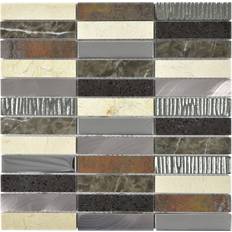 Mosaik Glasmosaik naturstein metall braun wc küche wand wb87-48x mix beige/braun/silber/schwarz Wohnraum