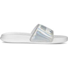 Damen - Silbrig Slides Puma Pantolette Metallic Flacher Absatz für Damen