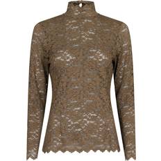 Neo Noir Liza Laceflower Blouse - Dark Taupe