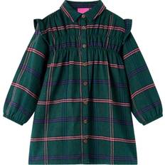 Green Dresses vidaXL Kids' Dress with Long Sleeves and Ruffles Dark Green