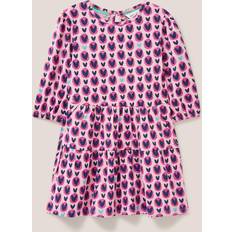 White Dresses White Stuff Kids' Heart Print Jersey Dress, Pink/Multi