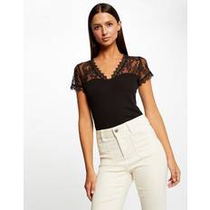 Morgan Fitted Short Sleeve T-shirt With Lace Panels