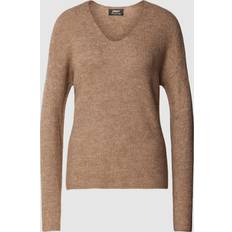 Dame - Skind Sweatere Only Onlcamilla V-Neck Pullover - Brunmeleret