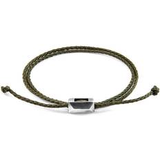 Green Bracelets Anchor & Crew Khaki Green Edward Silver and Rope SKINNY Bracelet