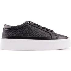 Sko Calvin Klein Womens Multi Print Logo Vulc Trainers Black