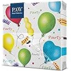 Paw PAW – servetter 3-lager 33 x 33 cm I 20 stycken I perfekt för födelsedagar, fester, bröllop, nattvard och fester I pappersservetter färgglada – ballonger, hjärta I fest