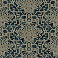 Grandeco Damask Trellis Wallpaper Navy Silver Grandeco A62402