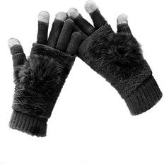 Basketball Gloves & Mittens Women's & Men's USB Heated Gloves Mitten Winter Hands Warm Laptop Gloves, Pom Pom Knitting Hands Full & Half Heated Fingerless Heating Warmer Washable Design Black