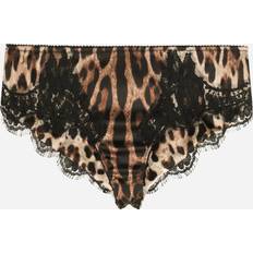 Dolce & Gabbana Women Knickers Dolce & Gabbana Leopard-print satin briefs with lace detailing