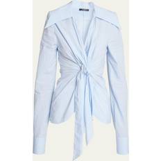 Balmain Overhemden Balmain Micro Gingham Poplin Knotted Shirt