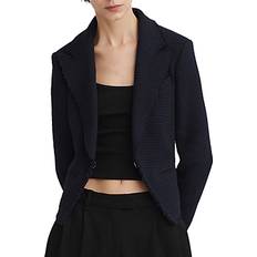 Blue Blazers Rag & Bone Elle Textured Curved Blazer Navy