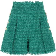 Balmain Women Shorts Balmain Petrol Blue Boucle Shorts Green